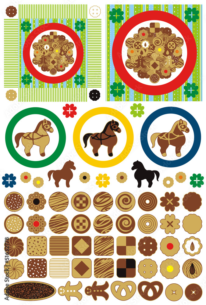 お菓子 かわいいクッキーとお皿 アイコンワンポイントイラスト素材集 Stock Vector Adobe Stock