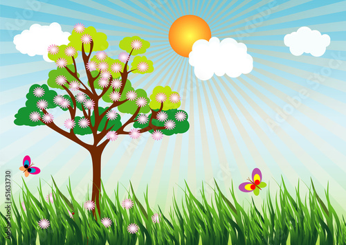 Summer landscape of the bright sunny day vector