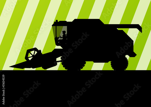 Agricultural combine harvester seasonal farming landscape
