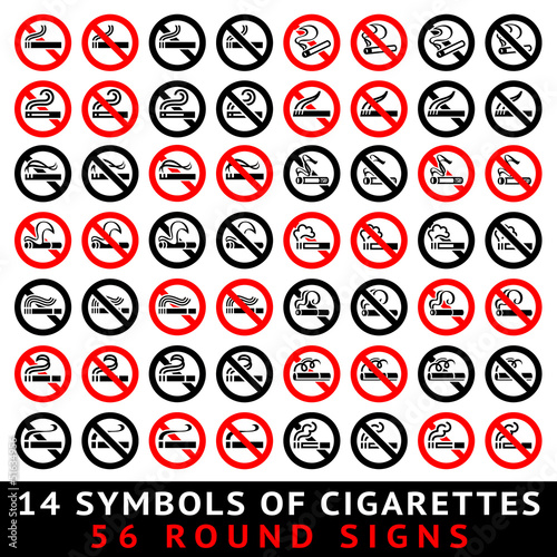 13 symbols of cigarettes, 52 round signs