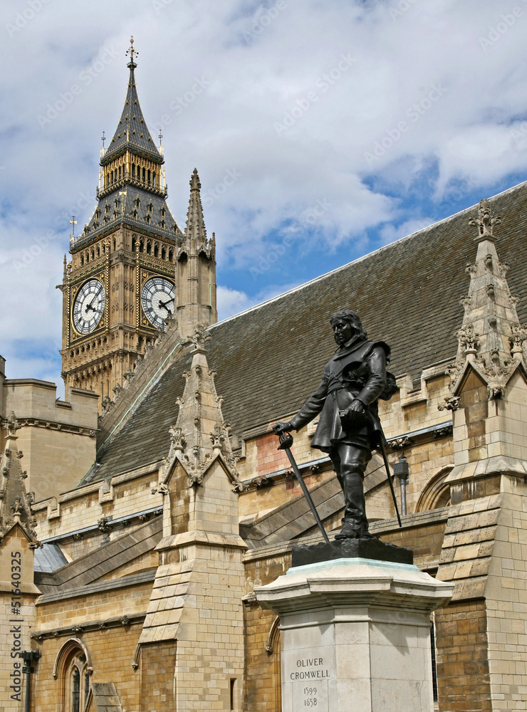Oliver Cromwell statue at British Parliament Building