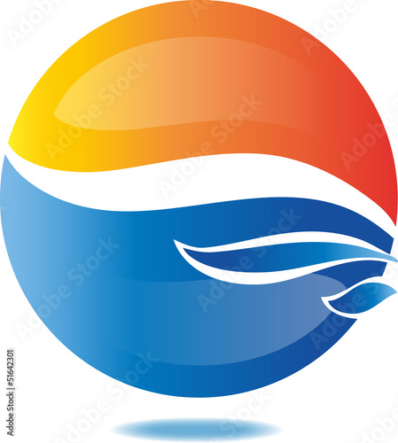Logo, 3D, Zeichen, Symbol, Vektor, Wellen, Sonne