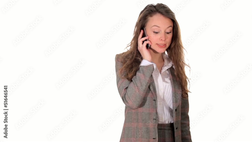 Stressed boss angry on cellphone on white background Stressed boss angry on cellphone on white background