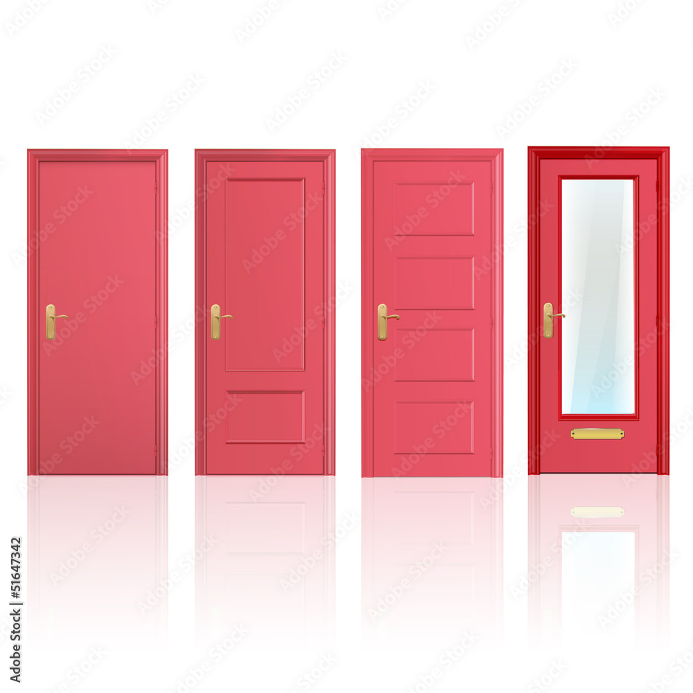 Collection of four red doors Collection of four red doors