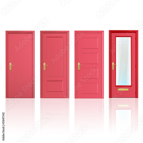 Fototapeta Naklejka Na Ścianę i Meble -  Collection of four red doors