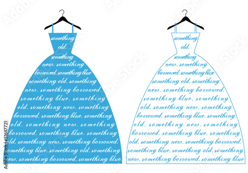 blue wedding dress, vector