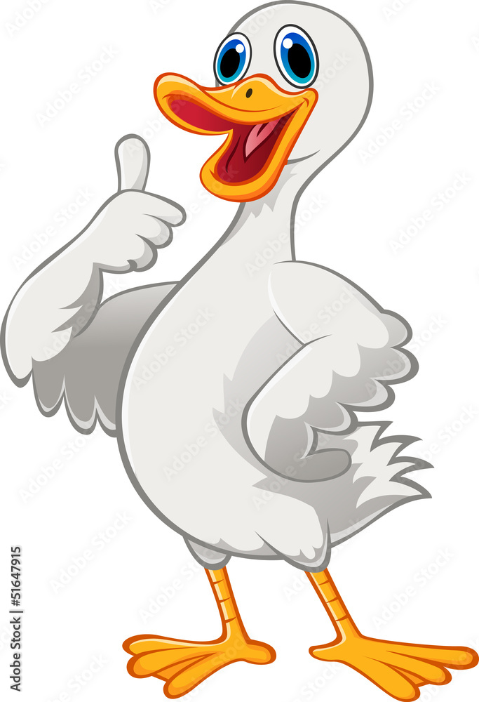 Cute duck cartoon with thumb up Stock Vector | Adobe Stock