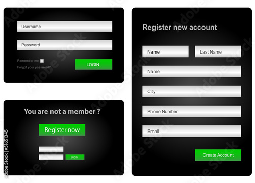 login and register web form