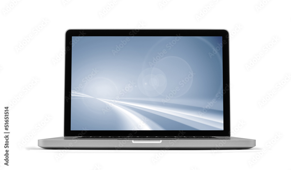 Laptop with screensaver isolated on white, clipping path includ Laptop with screensaver isolated on white, clipping path includ