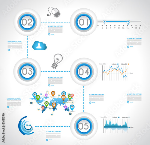 Infographic design template with paper tags.