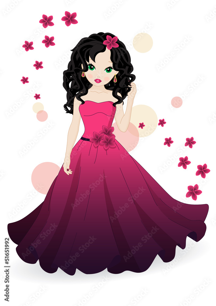 Fototapeta premium girl in pink dress