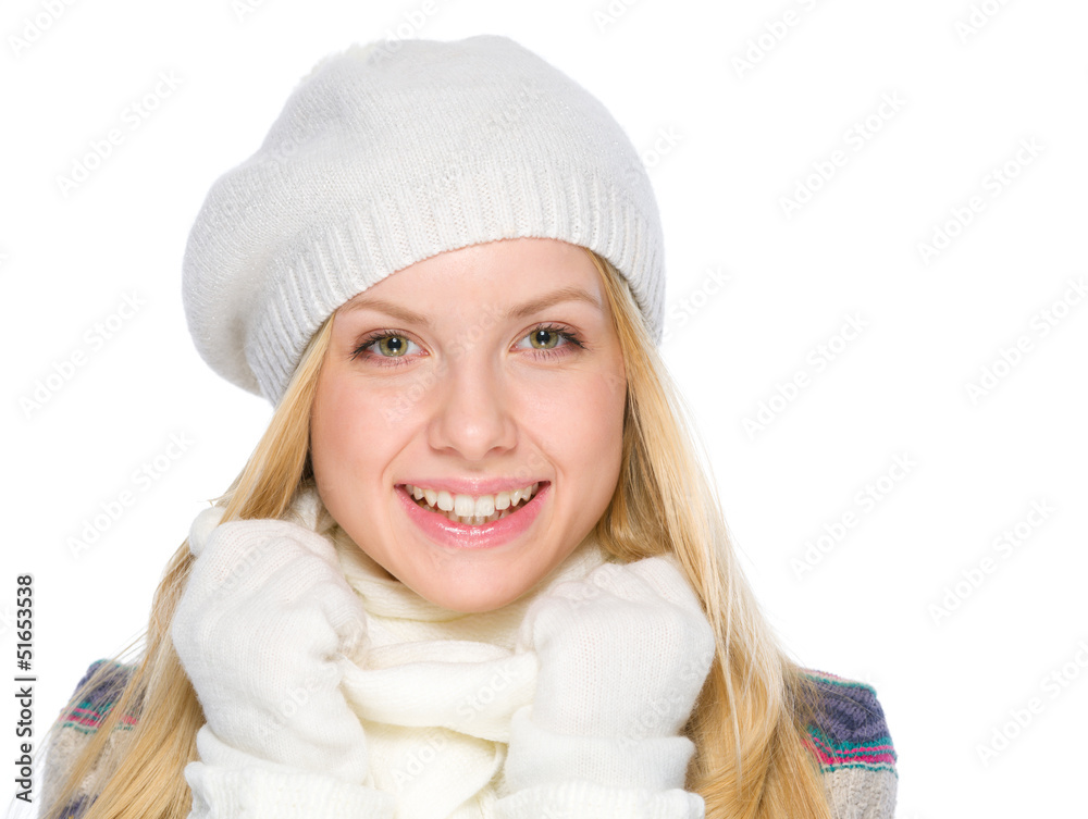 Portrait of happy girl in winter clothes Portrait of happy girl in winter clothes