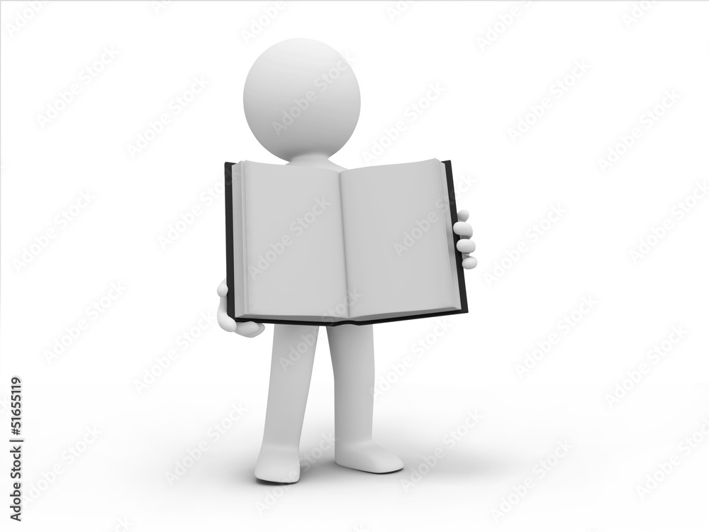 A 3d person carrying an opened book A 3d person carrying an opened book