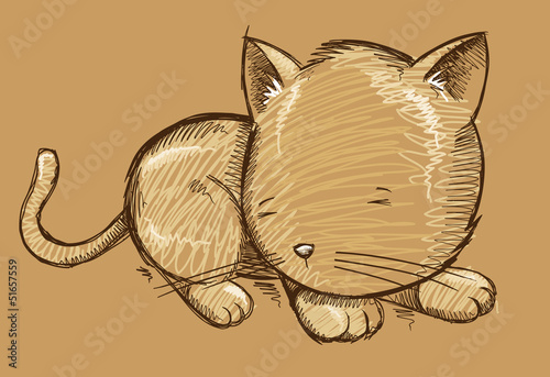 Kitten Cat Sketch Doodle Illustration Art