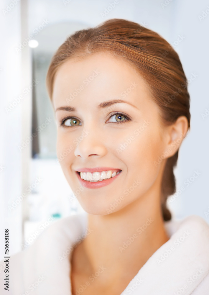 beautiful woman in white bathrobe beautiful woman in white bathrobe