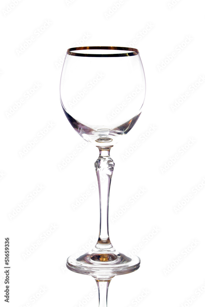 An empty wine glass on a white background An empty wine glass on a white background
