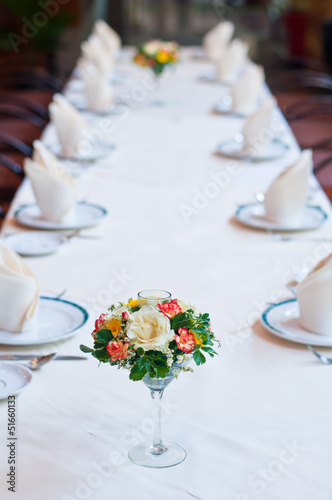 Set of table with flowers