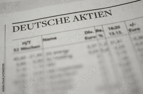 Deutsche Aktien Überschrift in der Zeitung