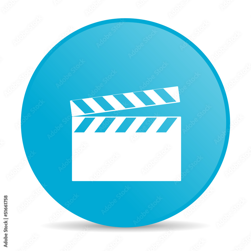 movie blue circle web glossy icon