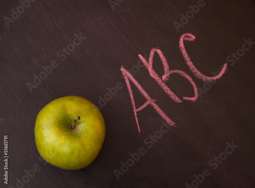 Apples on the chalkboard.