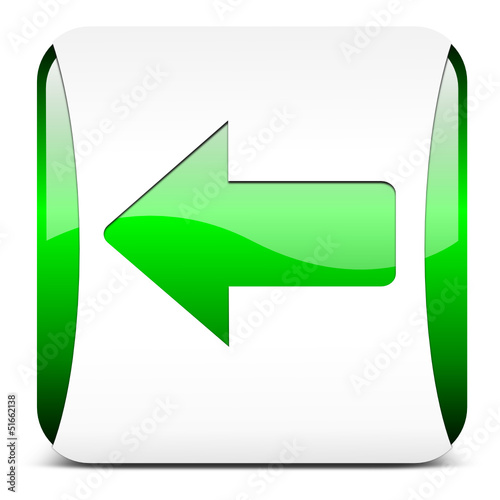 arrow left, button glossy green