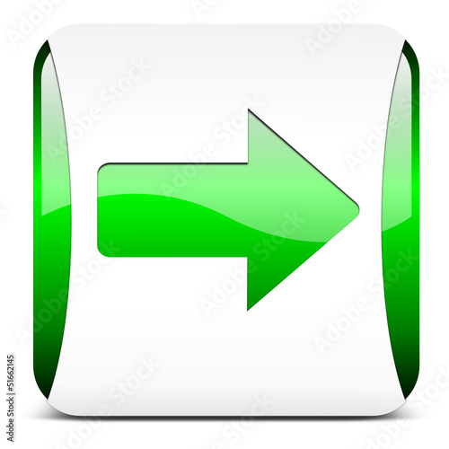 arrow right, button glossy green