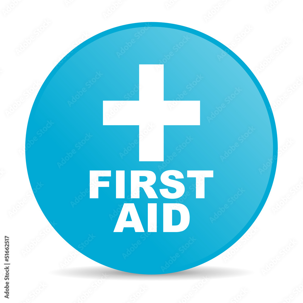 first aid blue circle web glossy icon