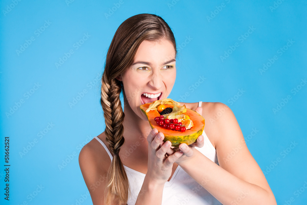 Healthy nutrition - young woman with fruits Healthy nutrition - young woman with fruits