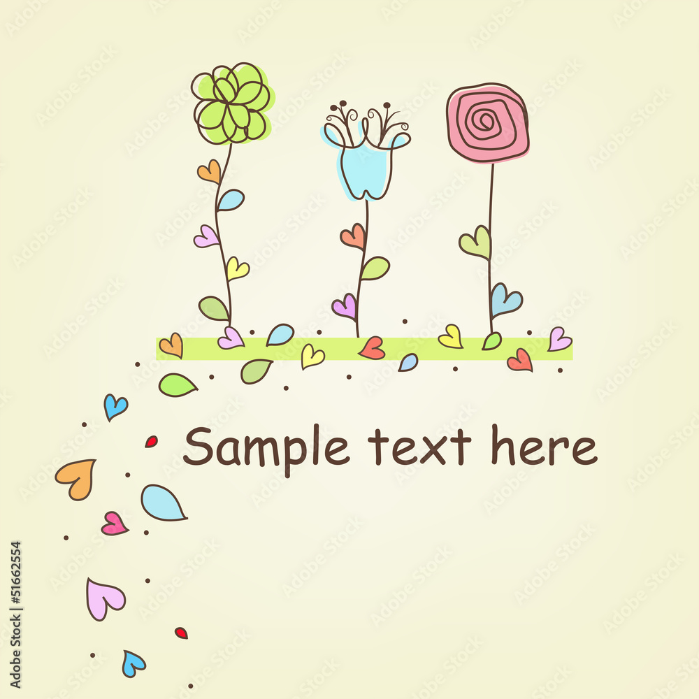Multi-colored flowers hand-drawn Multi-colored flowers hand-drawn