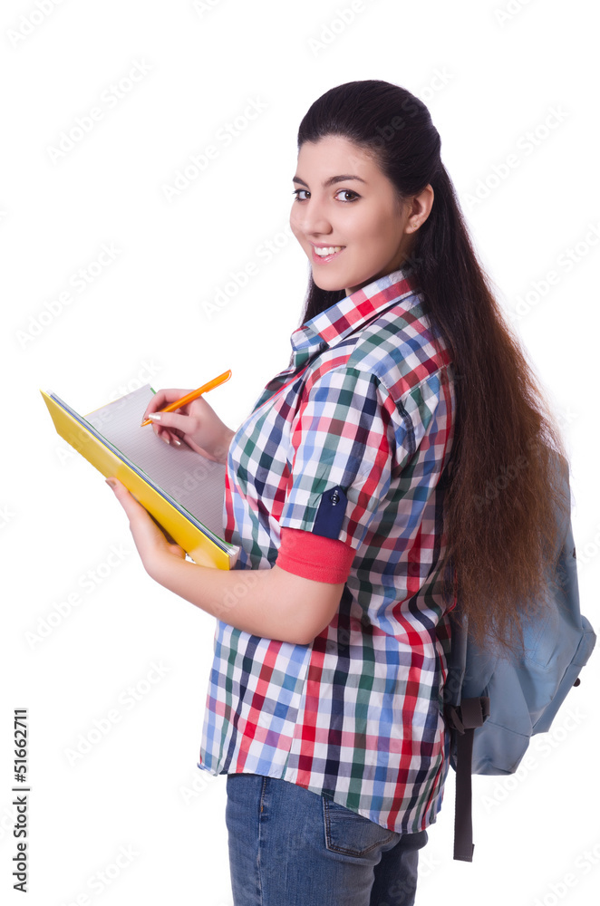 Young female student isolated on white Young female student isolated on white
