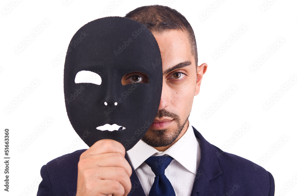 Man with mask isolated on white Man with mask isolated on white