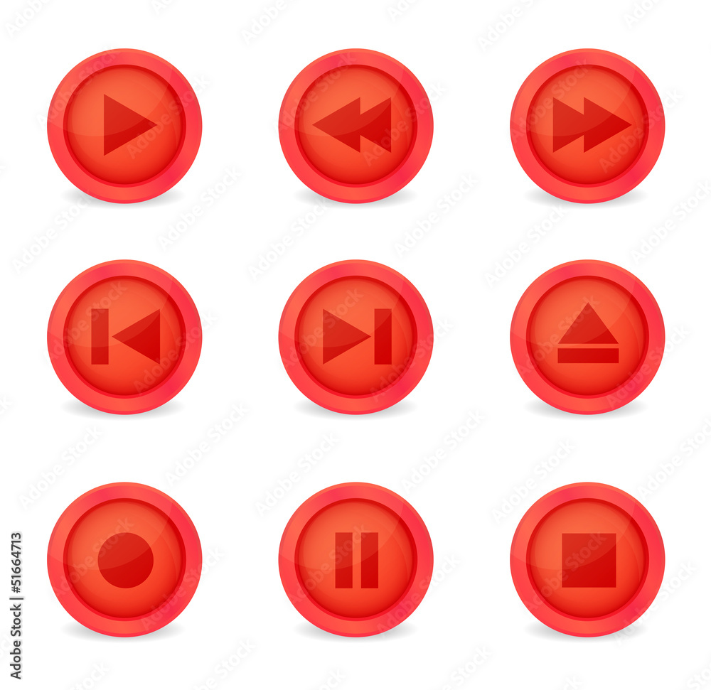 Media player glossy buttons collection Media player glossy buttons collection