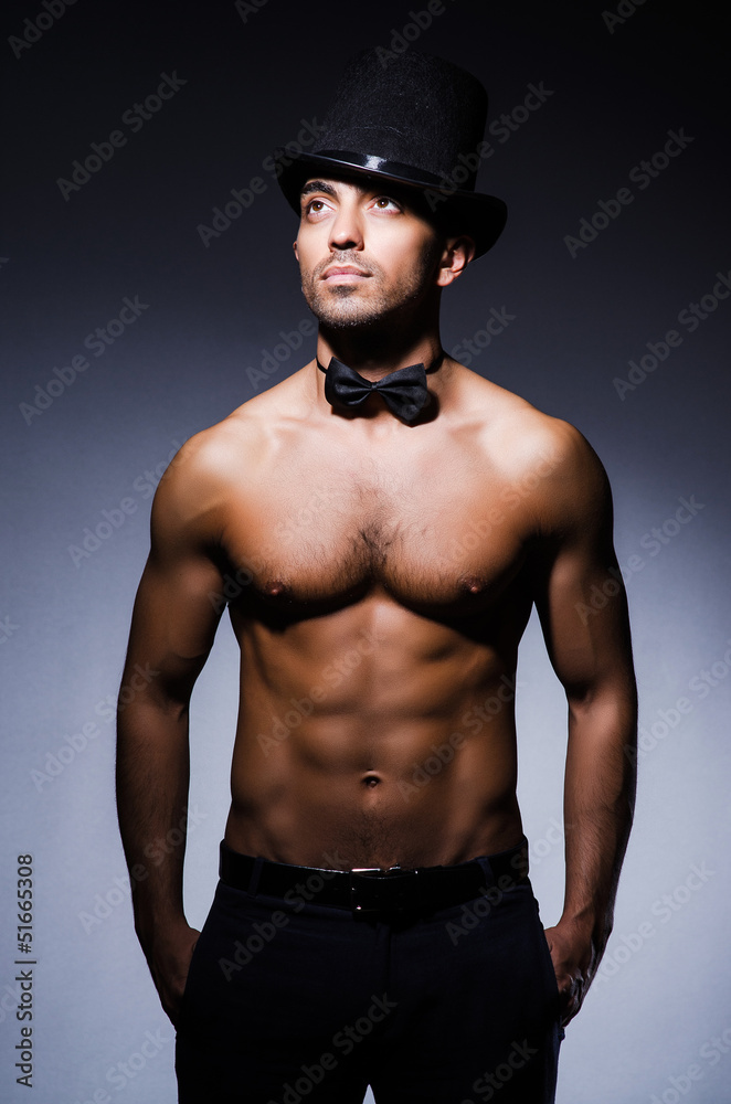 Half naked dancer in studio shooting Half naked dancer in studio shooting