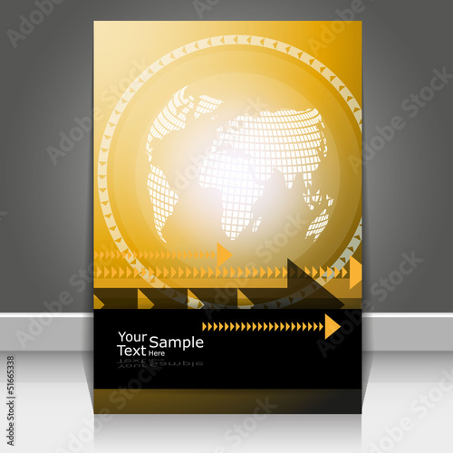 orange colored vector cover design with earth globe