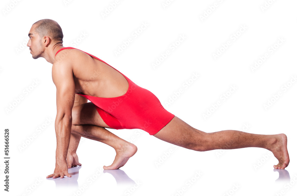 Young wrestler isolated on the white Young wrestler isolated on the white