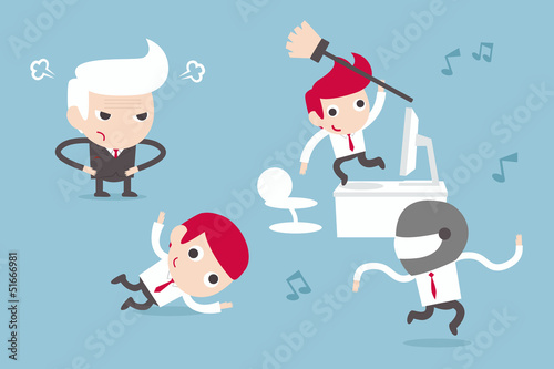 business people dancing in office