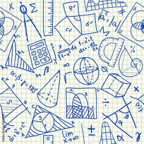 Mathematical doodles seamless pattern