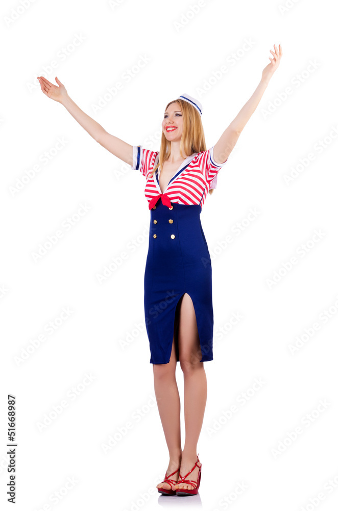 Stewardess isolated on the white Stewardess isolated on the white