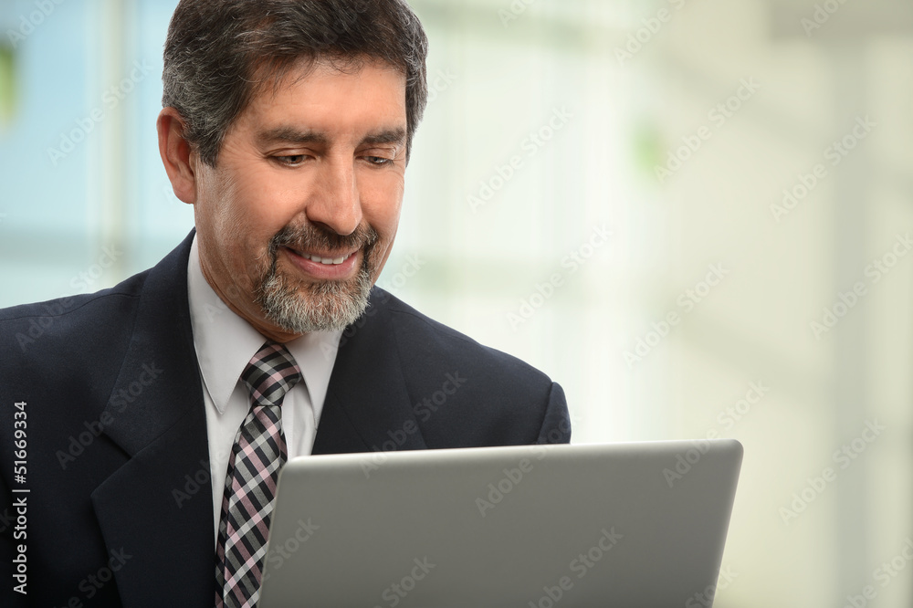 Hispanic Businessman Using Laptop Hispanic Businessman Using Laptop