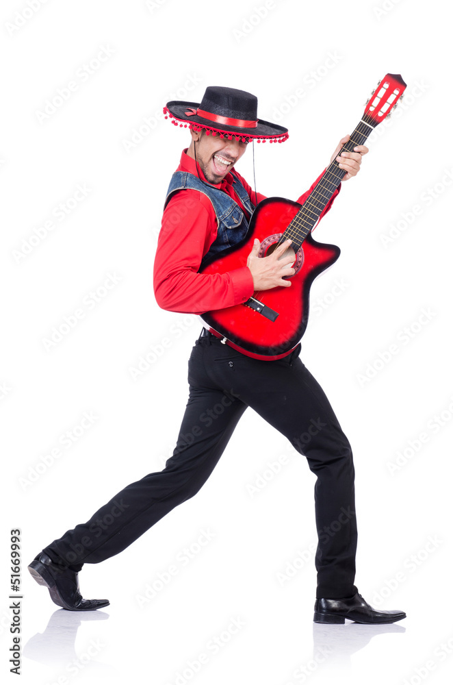 Guitar player isolated on the white Guitar player isolated on the white