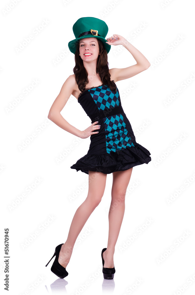 Young girl in saint patrick concept Young girl in saint patrick concept