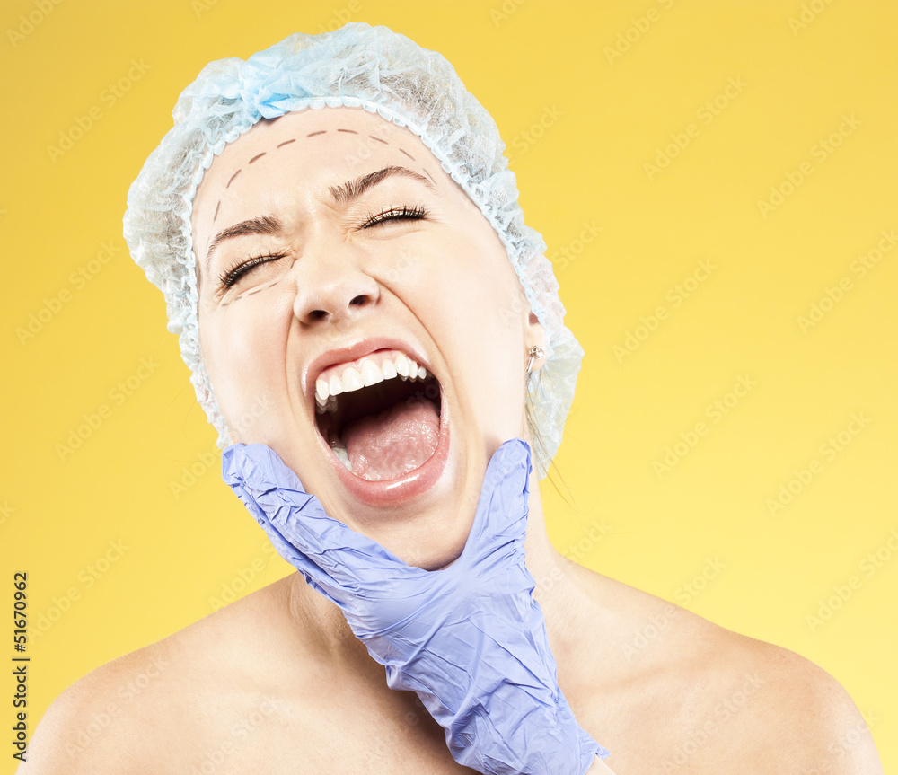 plastic surgery. woman make inspection plastic surgery. woman make inspection