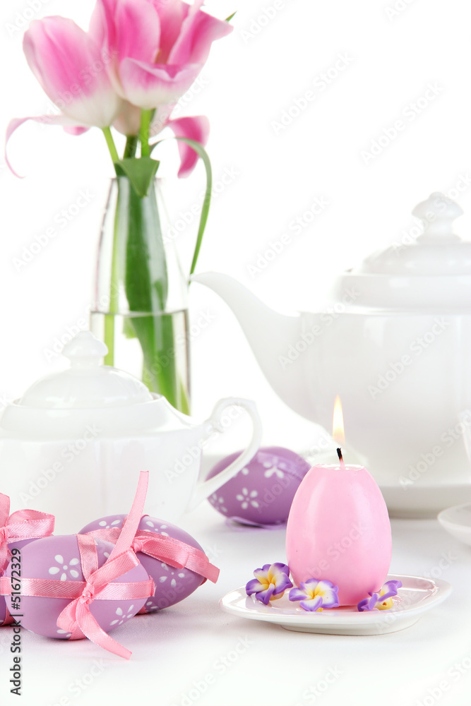 Place setting for Easter close up Place setting for Easter close up