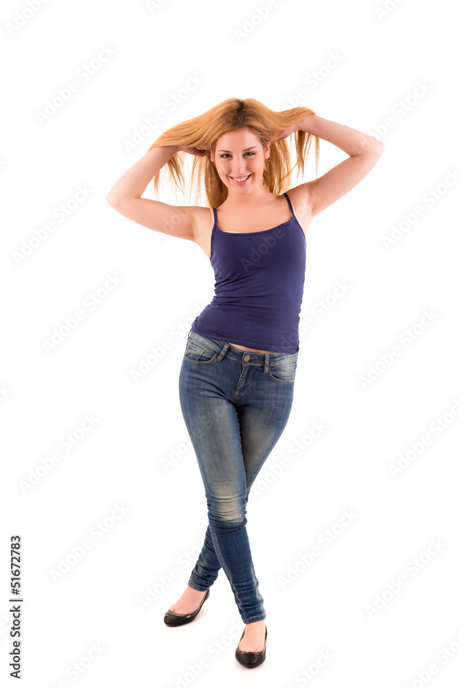 Beautiful blond woman posing