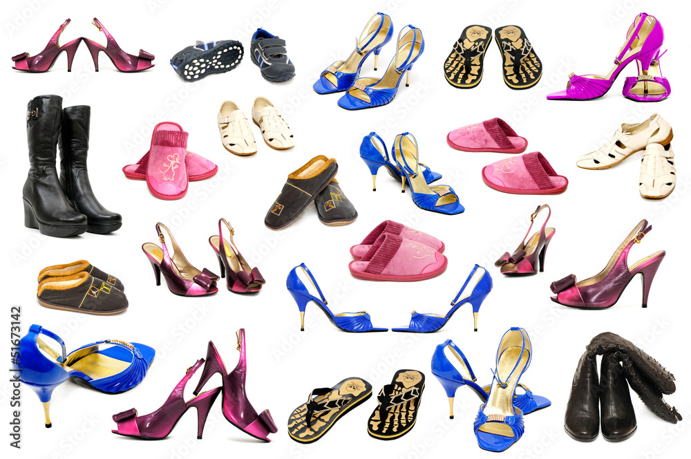 collection shoes isolated on white collection shoes isolated on white