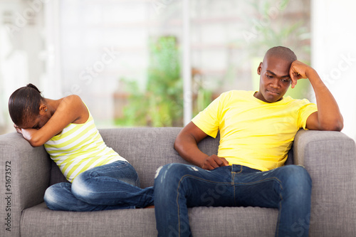 young african couple having conflict