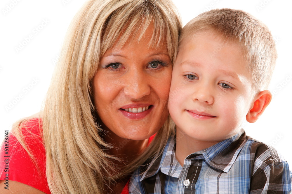mature mother with child 6 years boy isolated mature mother with child 6 years boy isolated