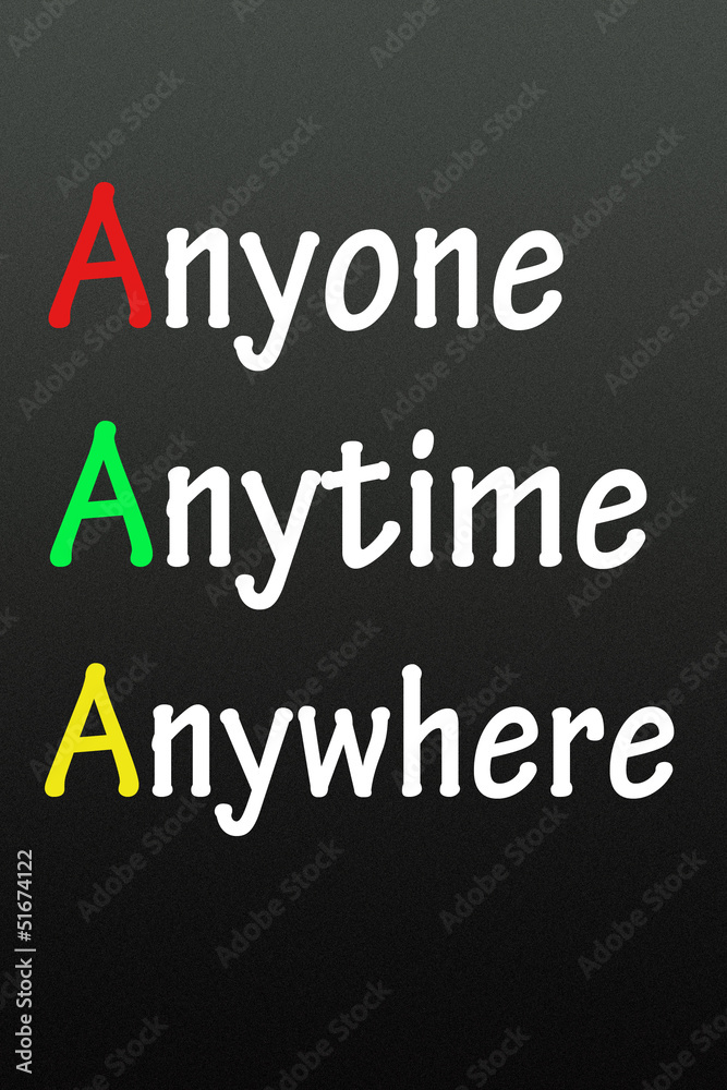 anyone,anytime and anywhere symbol anyone,anytime and anywhere symbol