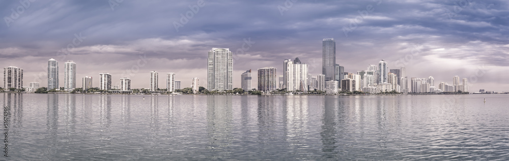 Miami skyline panorama  from Biscayne Bay