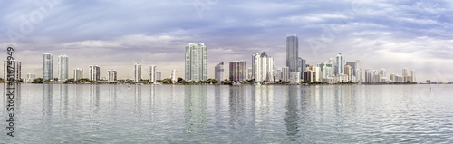 Miami skyline panorama  from Biscayne Bay